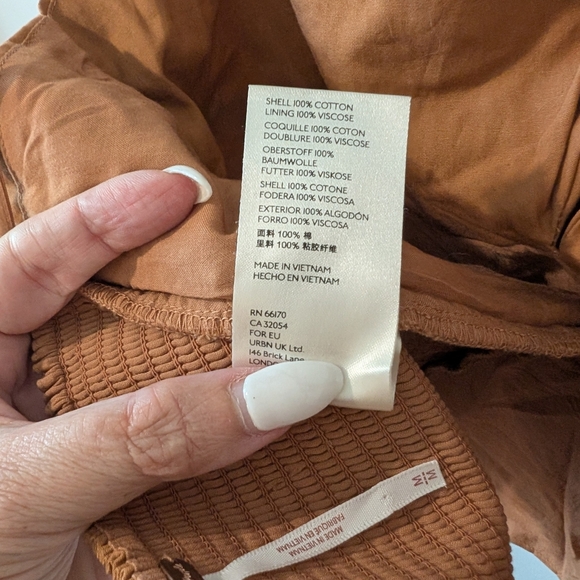 Free People Tan Ruched Tie-Front Crop Top Size M - Picture 6 of 8